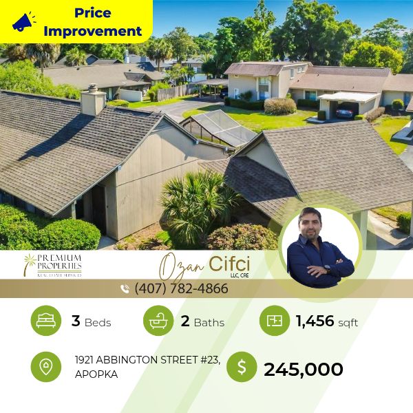 Check out this price reduced listing at 19 21 ABBINGTON STREET Unit 23, APOPKA